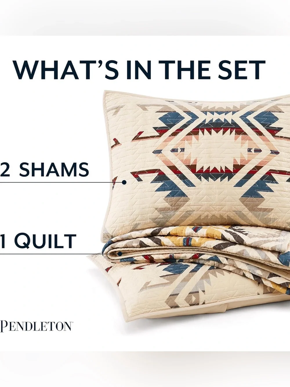 Pendleton Canyonlands Cotton Coverlet Quilt Bedding Set + 2 Pillow Shams F/QUEEN